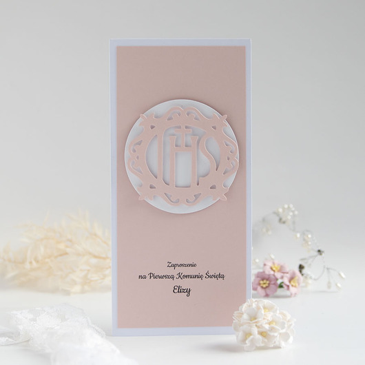 zaproszenia na komunię Zaproszenie na komunię różowe dla dziewczynki