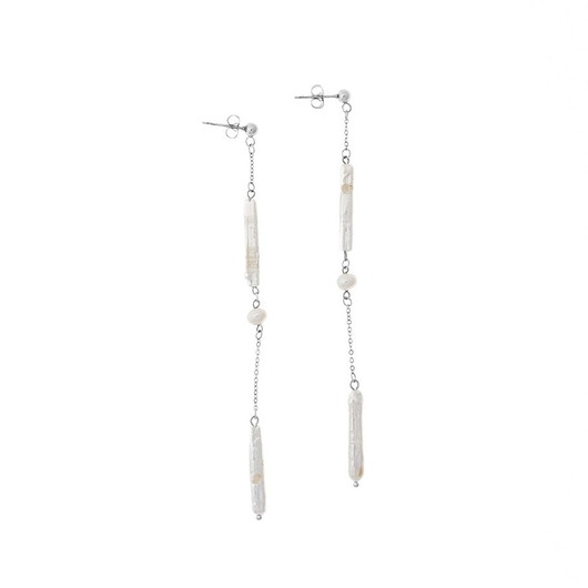 kolczyki - inne Długie kolczyki sztyfty z podłużną Perłą Srebrna