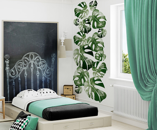 naklejki ścienne do pokoju dziecka Tapeta młodzieżowa Liście Monstery ( Monstera Leaf )