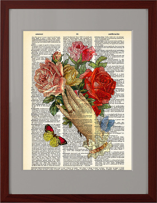 Plakat, grafika, ilustracja, róże i dłoń nkcraftstudio