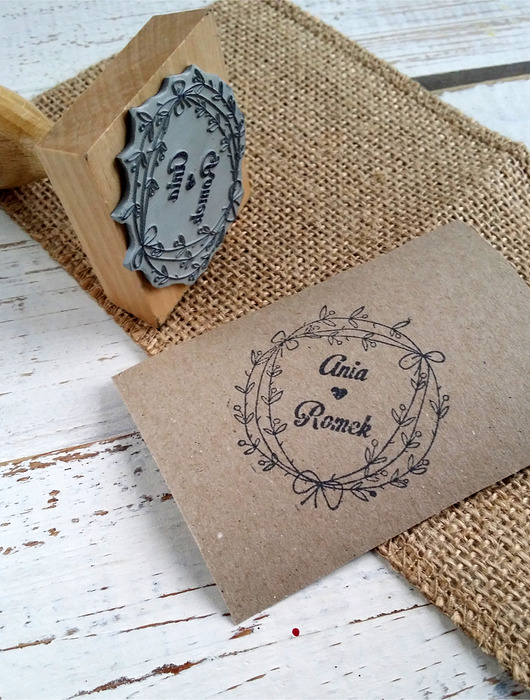 Stempel ślubny 50x50mm wieniec DrukLove