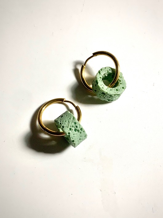 kolczyki - inne Kolczyki z lawą seledyn