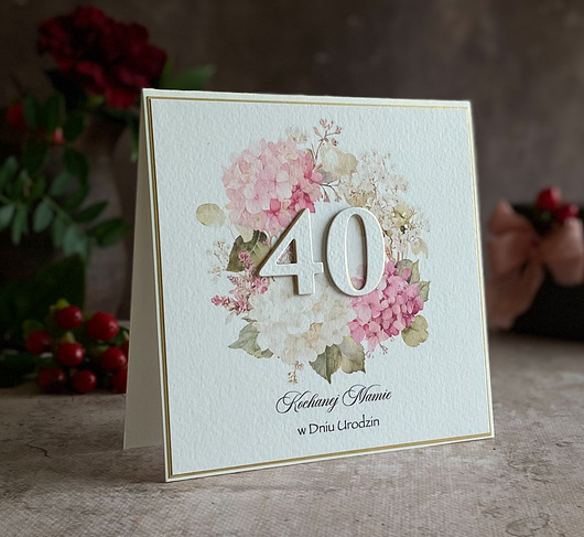 kartki scrapbooking Personalizowana kartka na 40 urodziny + koperta na pieniądze, BH 75