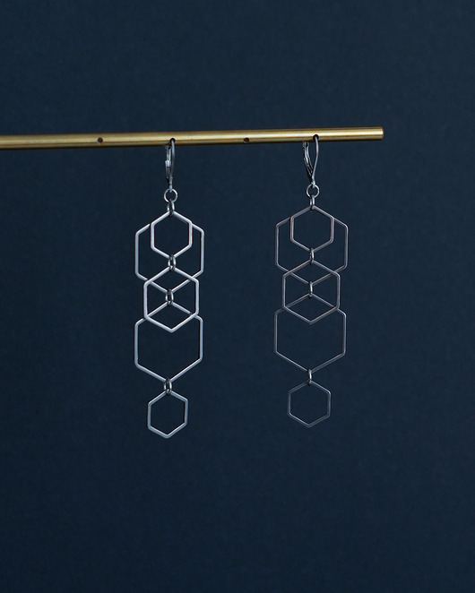 kolczyki - inne Nowoczesne stalowe kolczyki heksagony