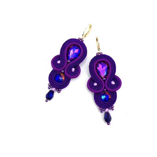 kolczyki soutache Kolczyki sutasz fioletowe "Anya" delikatne romantyczne małe