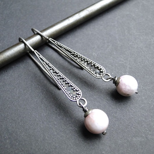 kolczyki srebrne Kolczyki srebrne Bali & kunzyt