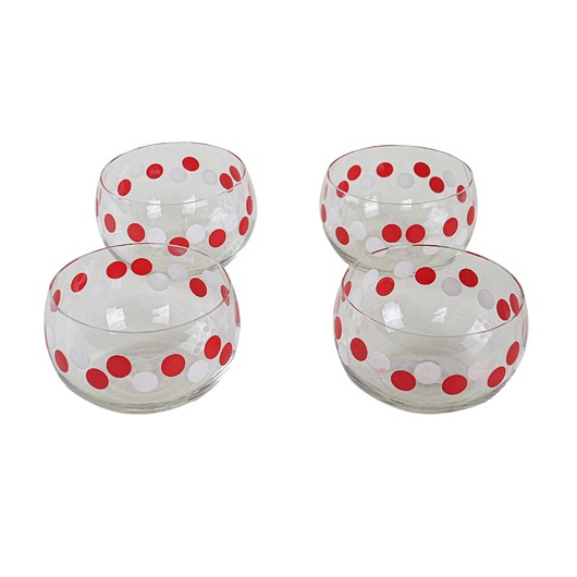 miski i misy Komplet szklanych miseczek, włoski design, lata 80, Włochy