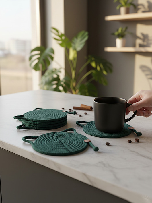 podkładki do kuchni Zestaw podkładek ze sznurka pod kubek Koty na prezent Ps29