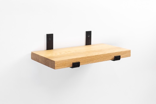 półki Loftowa półka dębowa z czarnymi podpórkami 39x17 cm