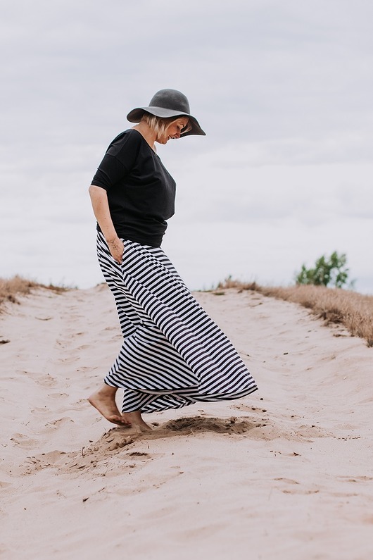 spódnice midi Spódnica w paski Maxi