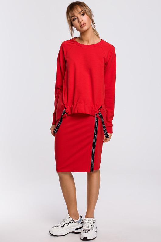 spódnice midi Spódnica z lampasem - czerwona(M-494)