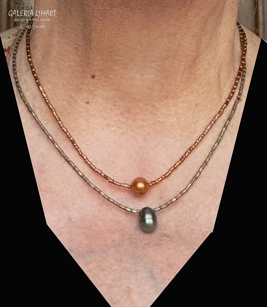 chokery Boho minimalistycznie. Dwa naszyjnik z cudną prawdziwą perłą 3w1 PREZENT lux