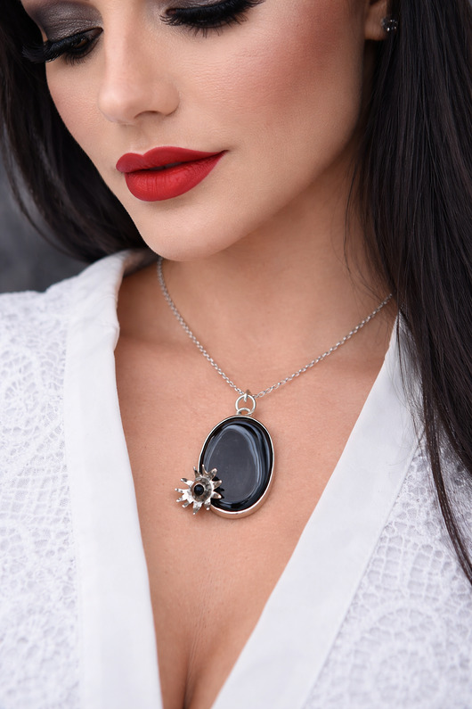 wisiory Wisiorek srebrny 925 z łańcuszkiem onyks