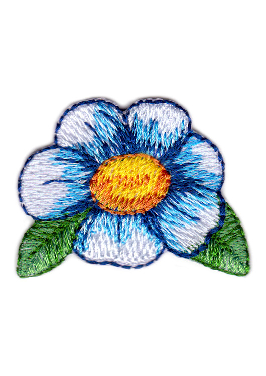 naszywki na ubrania Naszywka naprasowanka KWIATEK termo haft dla dzieci 4,1x3,2cm niebieska