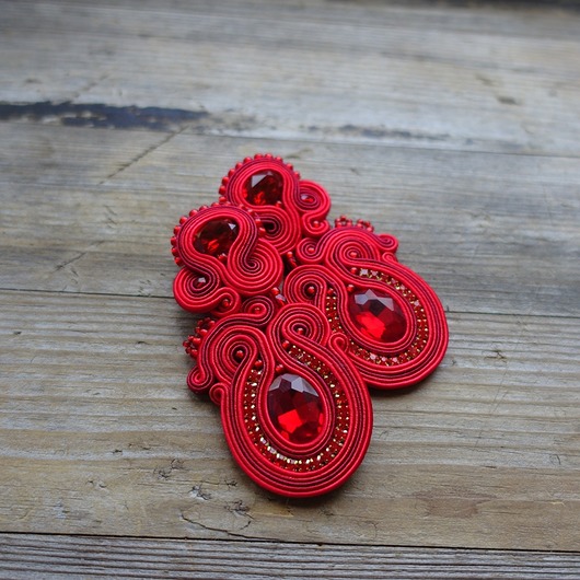 Abella- czerwone kolczyki soutache Mró Soutache