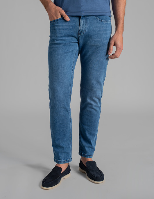 spodnie męskie Spodnie jeansowe paterno niebieski n2 classic fit