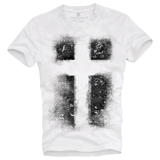 t-shirty męskie T-shirt męski UNDERWORLD Cross biały