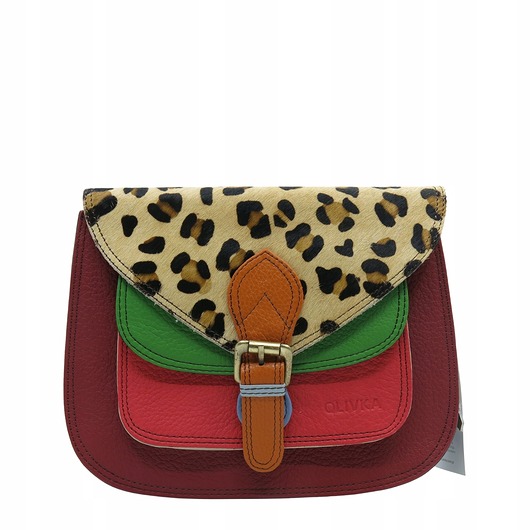 torby na ramię Torebka listonoszka elegancka regulowany pasek skórzana kolorowa OLIVKA