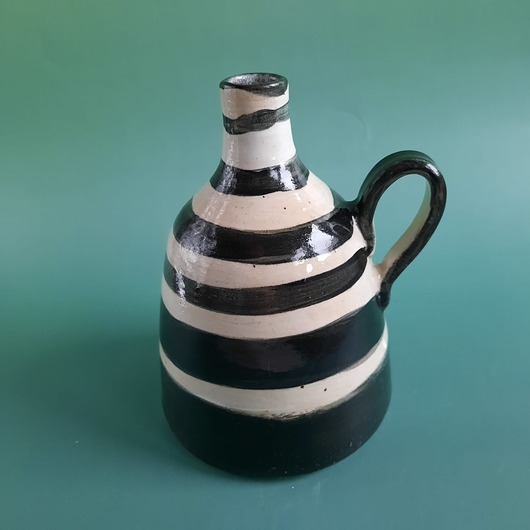 wazony Wazon butelka czarno białe prążki pasy ręcznie malowana