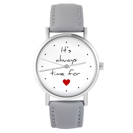 zegarki damskie Zegarek - It is always time... - szary, skórzany