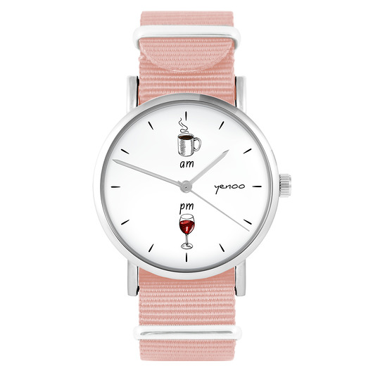 zegarki damskie Zegarek - Kawa i wino - brzoskwiniowy róż