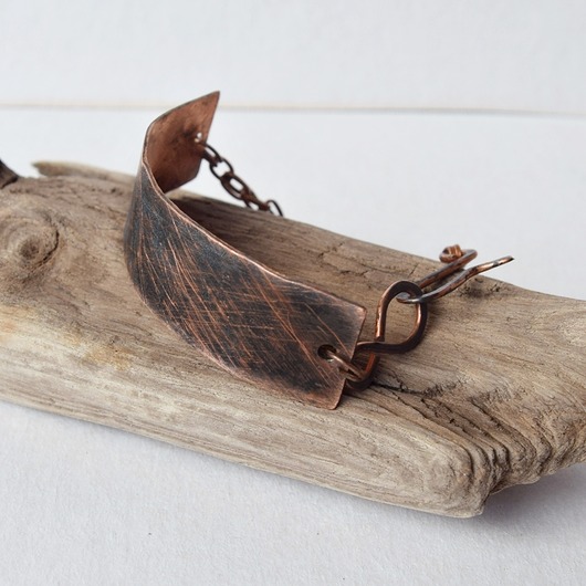 bransoletki - inne Bransoletka z kutej, oksydowanej miedzi /31/ biżuteria handmade, rękodzieło