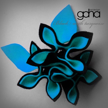 black with turquoise FlowerFelt Design