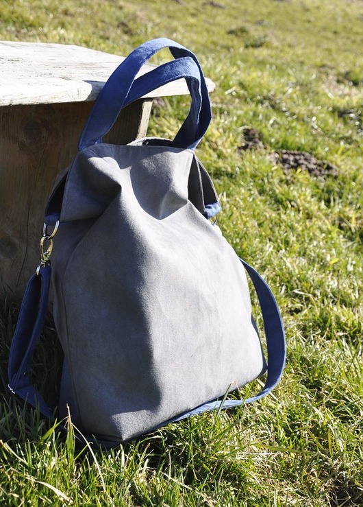 Torba hobo XXL - szarość, kobalt PRACOWNIA 166