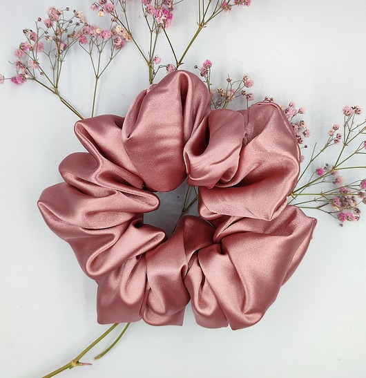 gumki do włosów Scrunchie satyna dirty pink