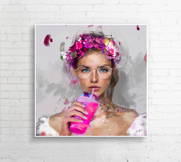AUTORSKI OBRAZ "Lady Smoothies"(pink) Krzanoo
