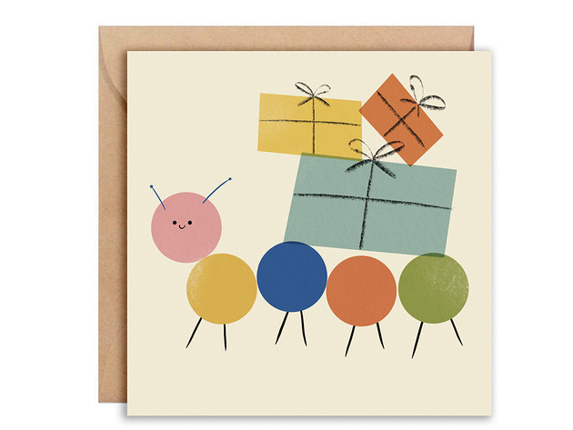 kartki okolicznościowe - wydruki Kartka urodzinowa gąsienica + koperta
