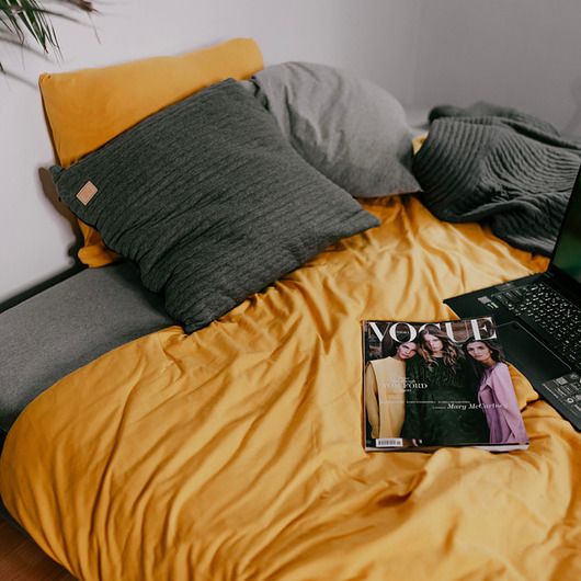 pościel Musztardowa pościel dzianinowa