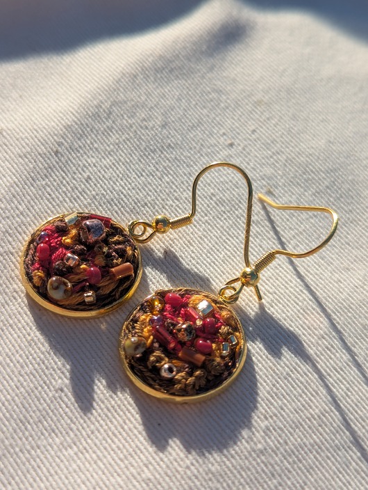 kolczyki - inne Kolczyki wiszące w kolorach jesieni, z koralikami