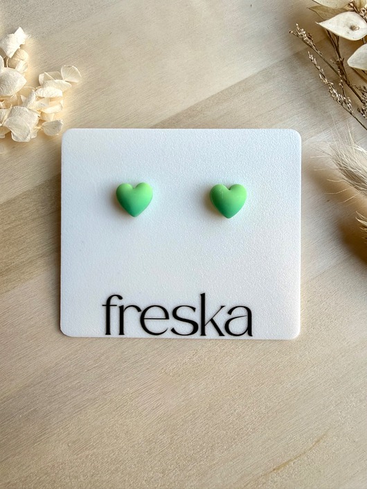 kolczyki z masy plastycznej Kolczyki Serca 3D - zielono-niebieskie ombre