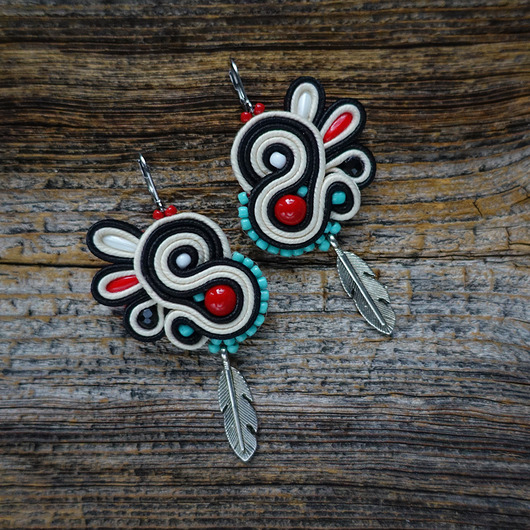 kolczyki soutache Navajo- etniczne kolczyki soutache