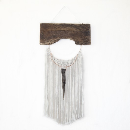 makramy Makrama dekoracja ścienna ze starym drewnem boho  japandi wabi-sabi /3/