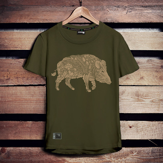 t-shirty męskie Koszulka męska DZIK khaki
