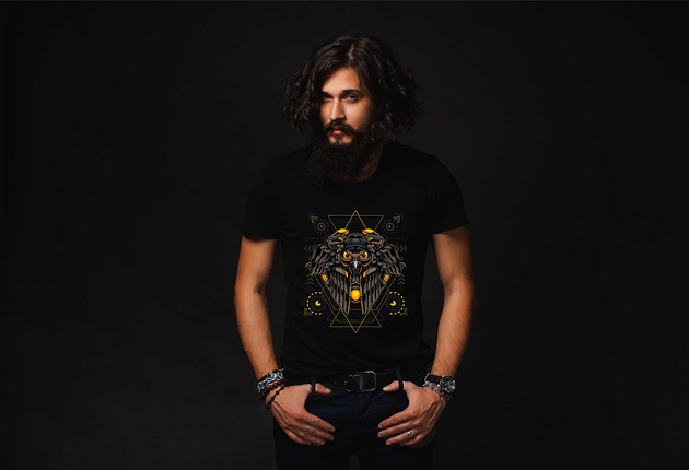 t-shirty męskie Koszulka organiczna z nadrukiem Robotic Cyborg Owl