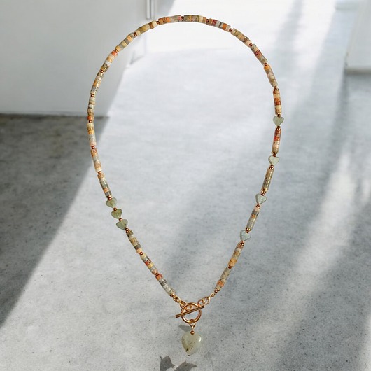 naszyjniki - inne Agat i labradoryt : serduszka : naszyjnik