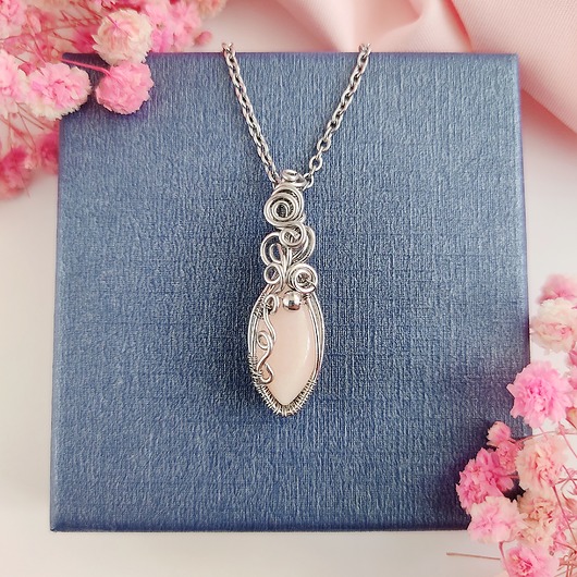 wisiory Naszyjnik Jadeit stal chirurgiczna wisiorek handmade wirewrapping