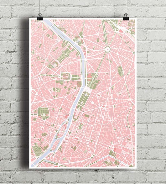 Paryż - plakat kartograficzny minimalmill