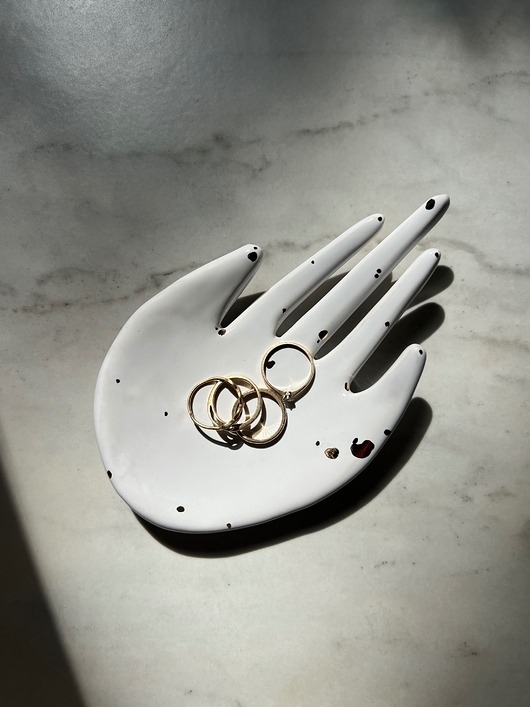 pojemniki na biżuterię Ceramiczna Łapka Handmade Talerzyk na Biżuterię Złote Ciapki