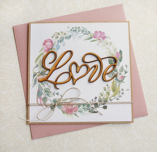 zaproszenia i kartki na ślub Kartka z życzeniami (gotowymi) LOVE