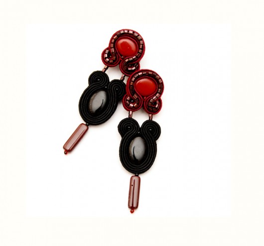 Długie kolczyki soutache bordowe  maanuela