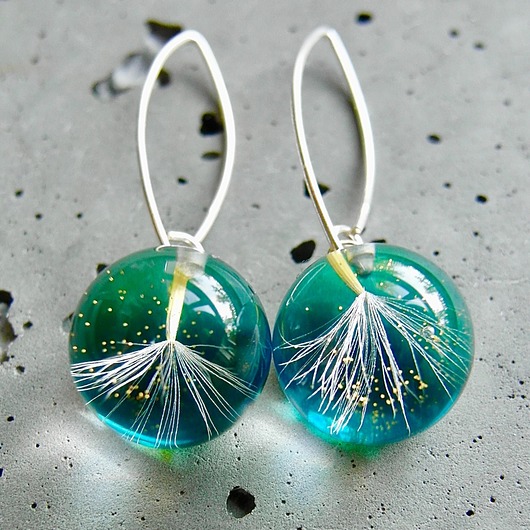 kolczyki z żywicy Kolczyki srebrne letnie