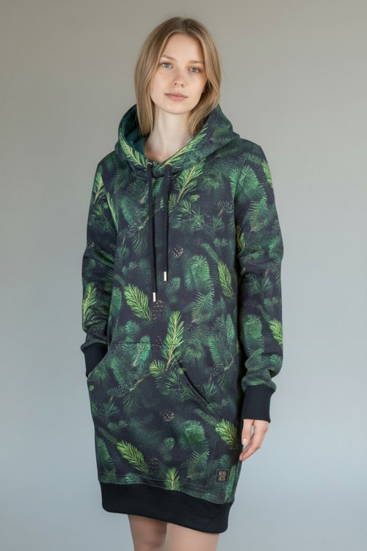 sukienki midi damskie Dresowa sukienka z kapturem / długa bluza Ahankara Rozmiar M