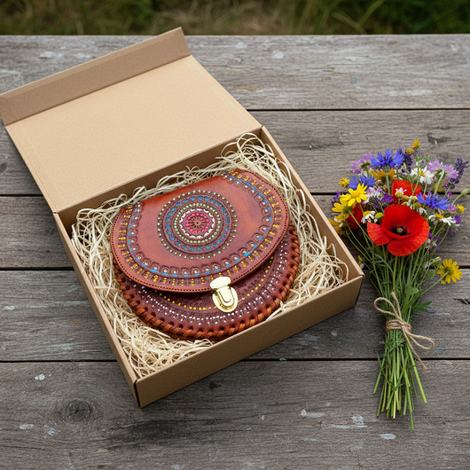 torby na ramię Torebka skórzana ręcznie robiona góralska Mirella ze skóry