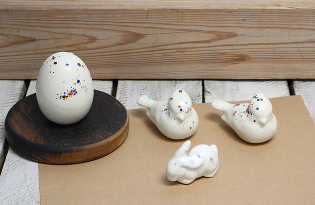 ozdoby wielkanocne Zestaw dekoracji - jajko, 2 ptaszki i zajączek