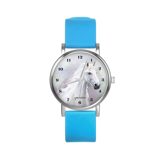 zegarki unisex Zegarek  mały - Biały koń - silikonowy, niebieski