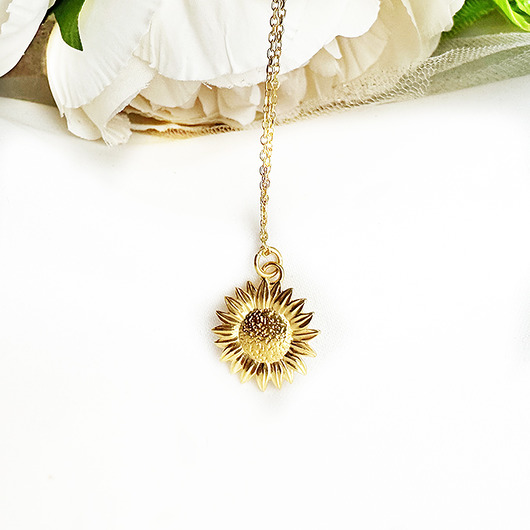 złote naszyjniki Naszyjnik ze słonecznikiem, złoty słonecznik